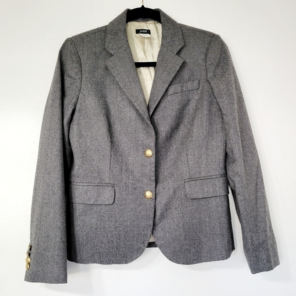 J. Crew Gray 100% Wool with Gold Buttons Size 6 - Picture 2 of 8
